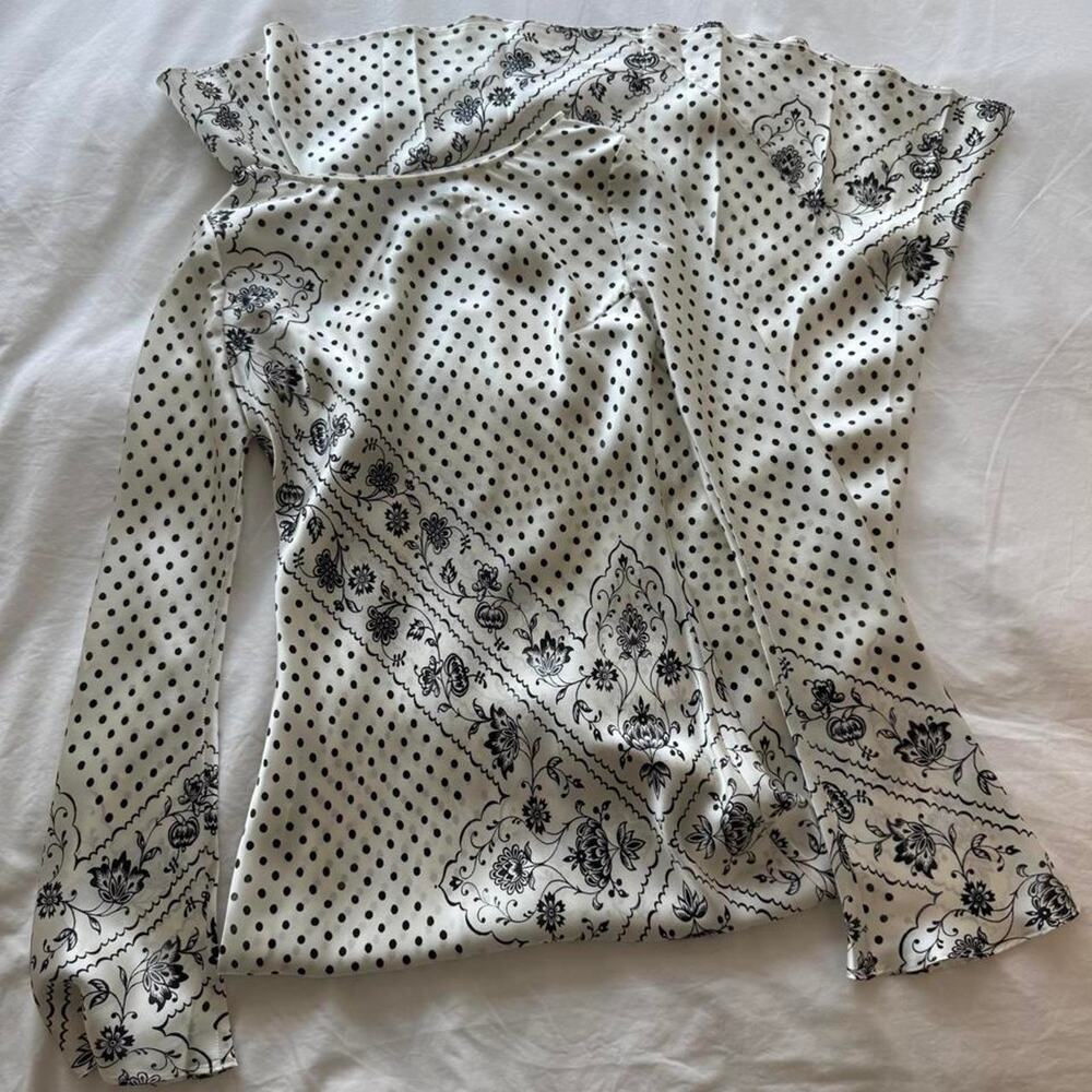 Realisation par white polka dot long sleeve maxi dresswith black floral